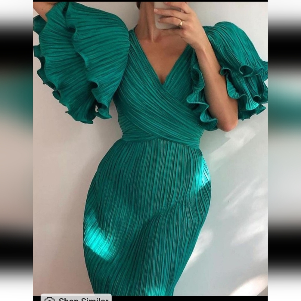 Plisse criss cross Party dress